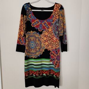 Eva Varro Dress Medium‎ Artsy Boho Art To Wear Multicolored